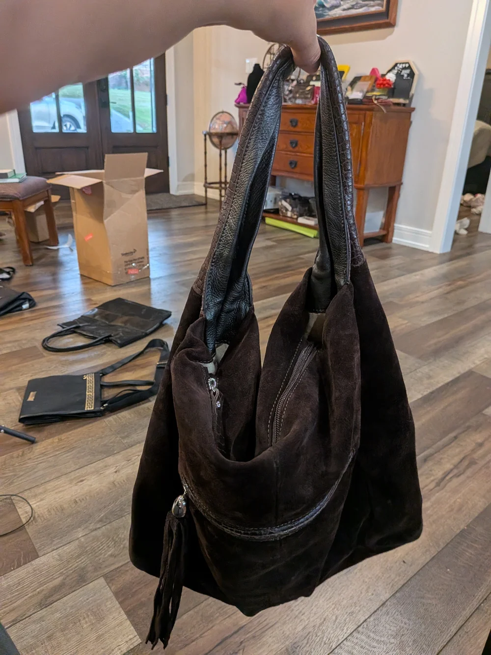 Innue Vintage Italian Suede Chocolate Large Hobo 1990s